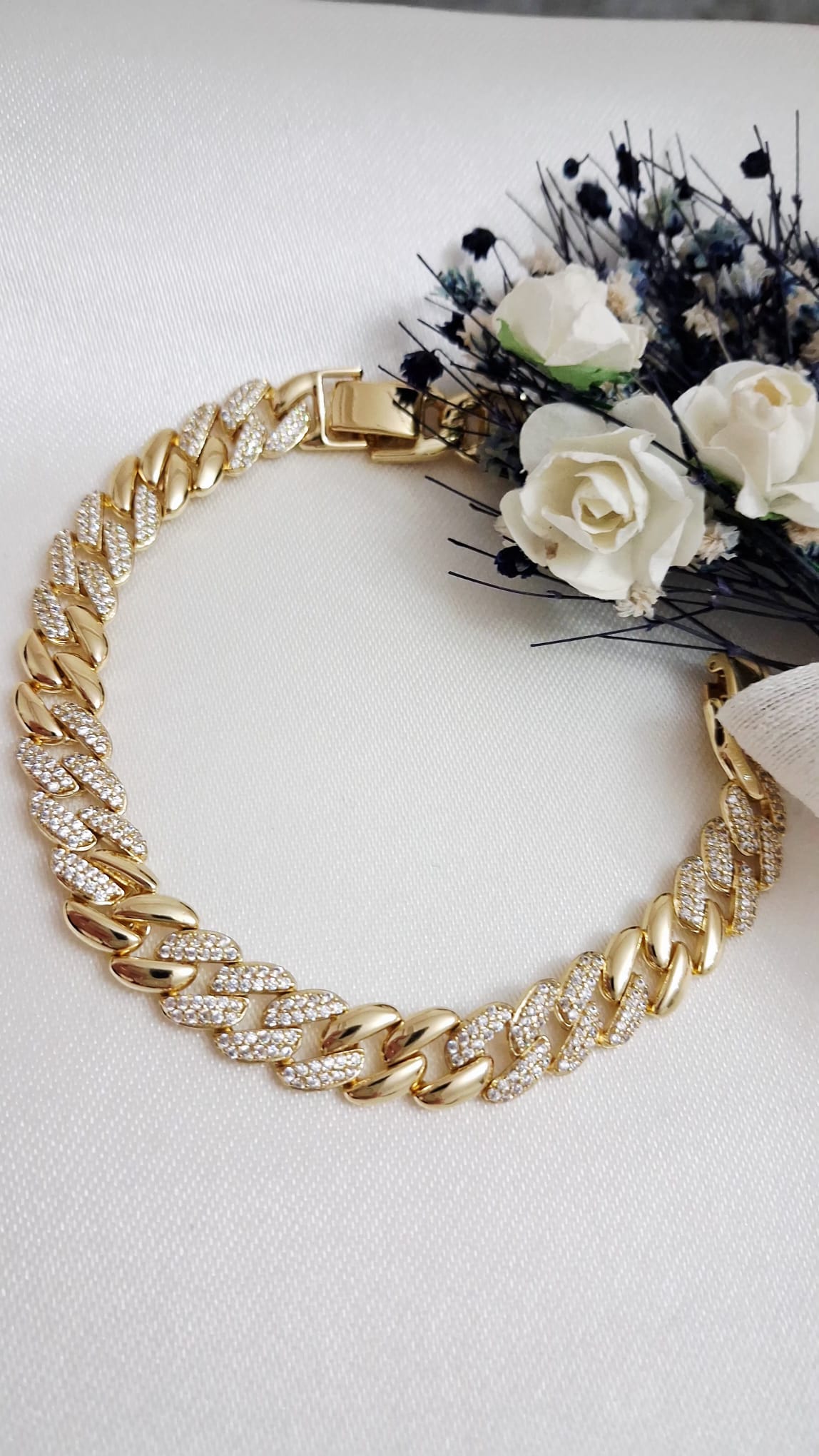 XUPING Bileklik - Küba Zincir Üzeri Taş Detaylı